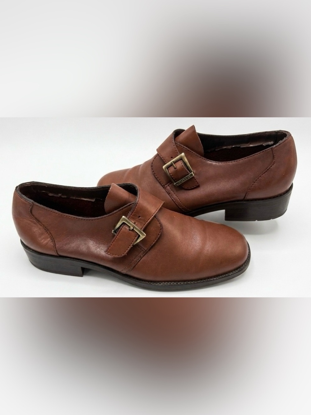 Women’s G.H. Bass&Co. Brown Leather Monk Strap Shoes
